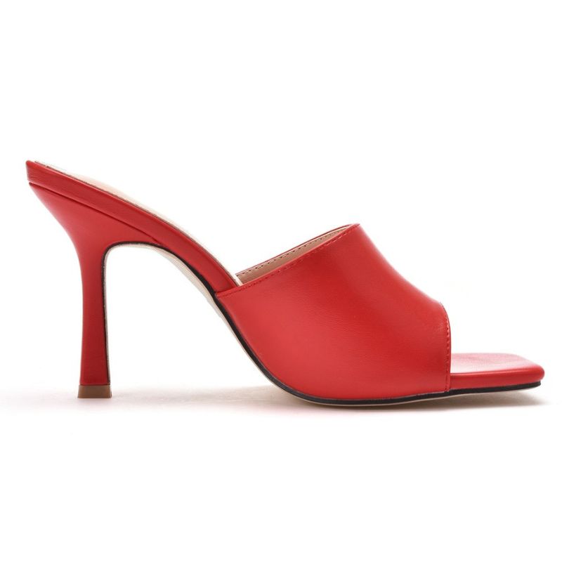 Tamanco Vermelho Bico Quadrado Crystal Queen